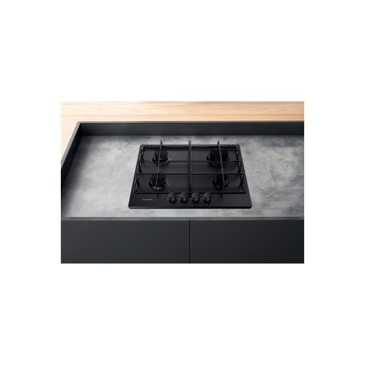 Hotpoint 58cm 4 Burner Gas Hob - Black