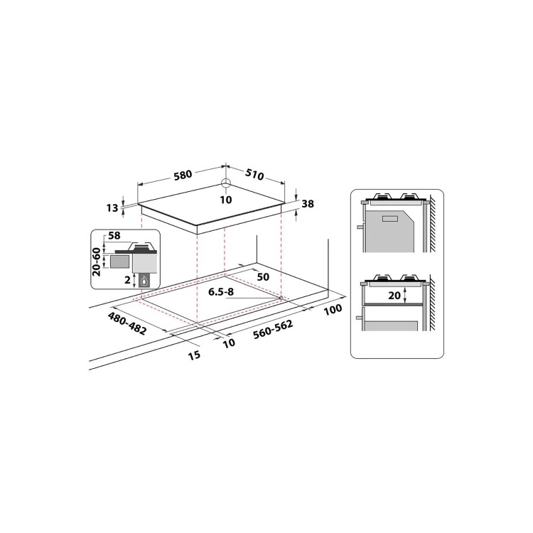 Hotpoint 58cm 4 Burner Gas Hob - Black