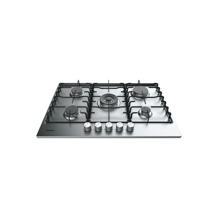 Refurbished Hotpoint PPH75PDFIXUK 75cm 5 Burner Gas Hob Stainless Steel