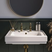 White Wall Hung Basin with 2 Tap Holes 583mm - Park Royal