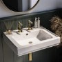 White Wall Hung Basin with 2 Tap Holes 583mm - Park Royal