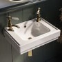 White Wall Hung Cloakroom Basin with 2 Tap Holes 450mm - Park Royal