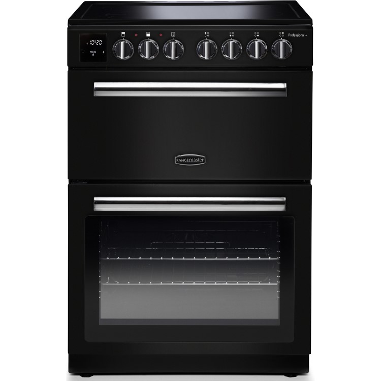 Rangemaster Professional Plus 60cm Electric Cooker - Black and Chrome