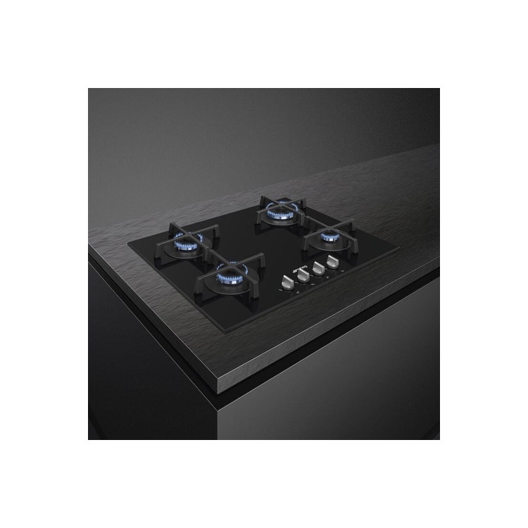 Smeg Cucina 60cm 4 Burner Gas-on-Glass Hob - Black