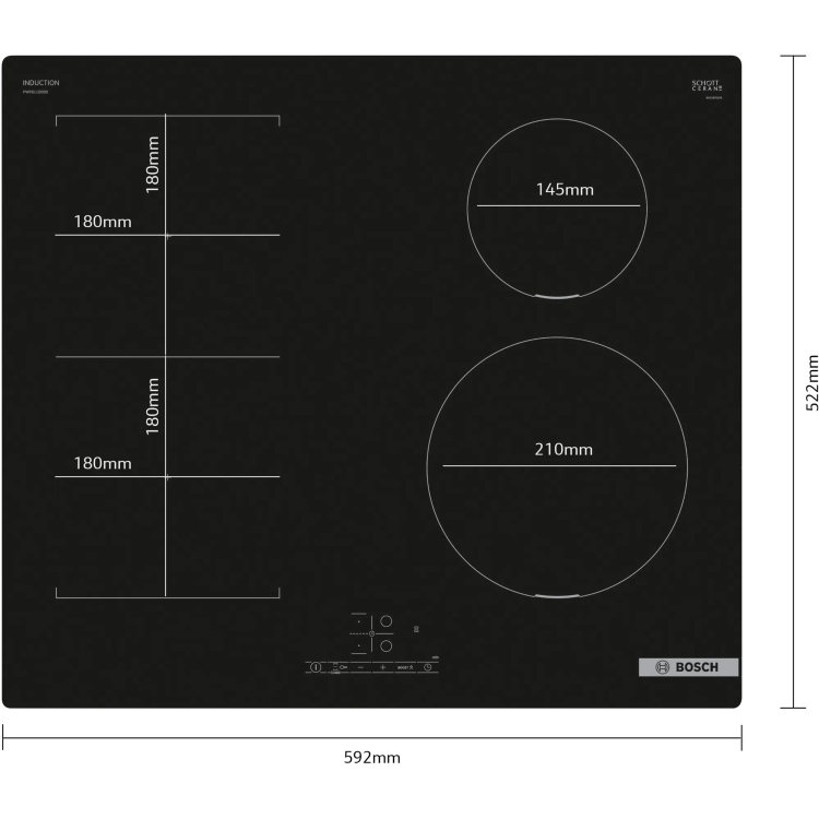 Bosch Series 4 60cm 4 Zone Induction Hob with CombiZone