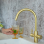 Qettle Signature Modern 4 in 1 Boiling Water Tap 2 Litre Round- Brass