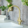 Qettle Signature Modern 4 in 1 Boiling Water Tap 2 Litre Round- Brass