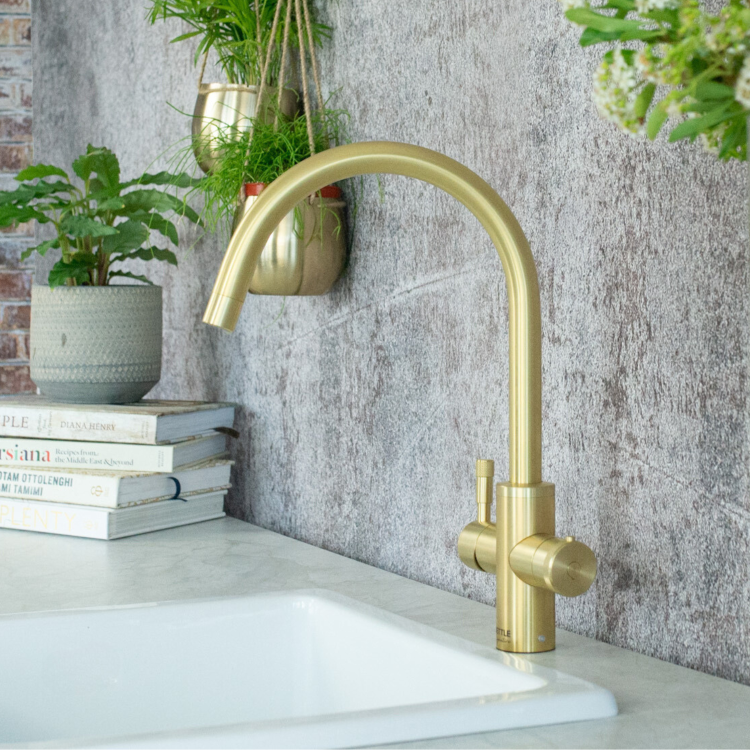 Qettle Signature Modern 4 in 1 Boiling Water Tap 2 Litre Round- Brass