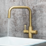 Qettle Signature Modern 4 in 1 Boiling Water Tap 2 Litre Square- Brass