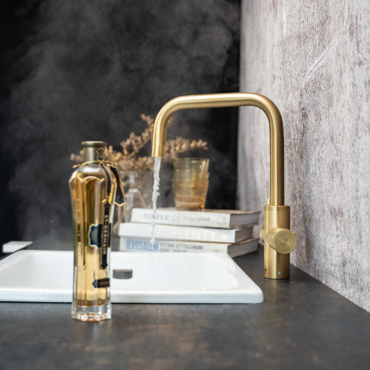 Qettle Signature Modern 4 in 1 Boiling Water Tap 2 Litre Square- Brass