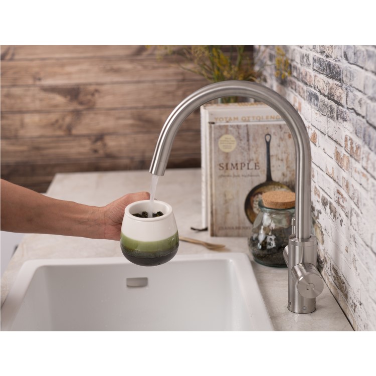 Qettle Signature Modern 4 in 1 Boiling Water Tap 7 Litre Round- Stainless Steel