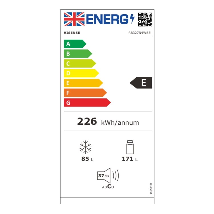 Hisense 256 Litre 50/50 Freestading Fridge Freezer - Black 