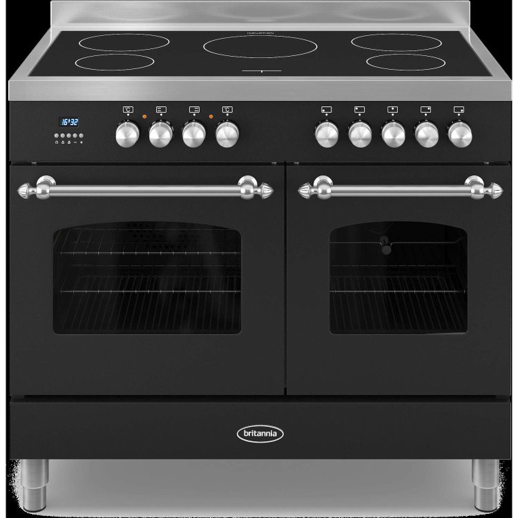 Britannia RC-10TI-FL-K Fleet Twin Oven 100cm Electric Range Cooker With Induction Hob - Matt Black