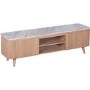 Large Natural Marble & Wood TV Stand with Storage - TV's up to 75" - Ashford