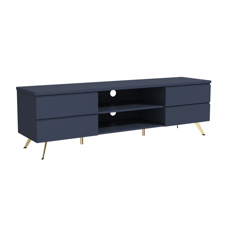 Large Blue TV Stand with Storage - TV's up to 77" - Rochelle