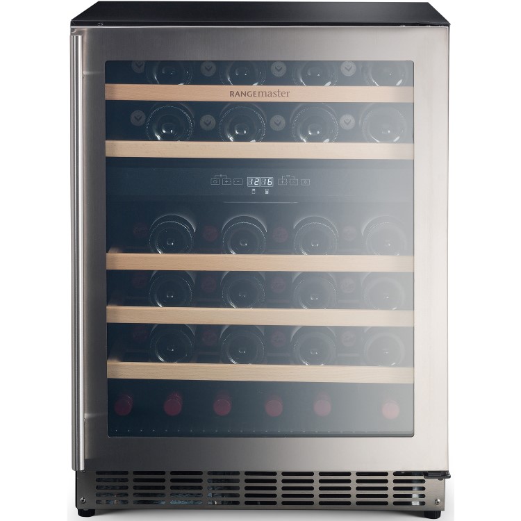 Rangemaster 46 Bottle Capaciy Wide Dual Zone Wine Cooler - Stainless Steel