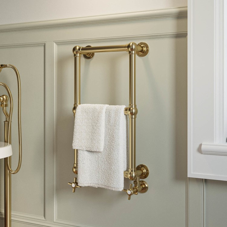 Brass Vertical Traditional Towel Radiator 700 x 400mm - Regent