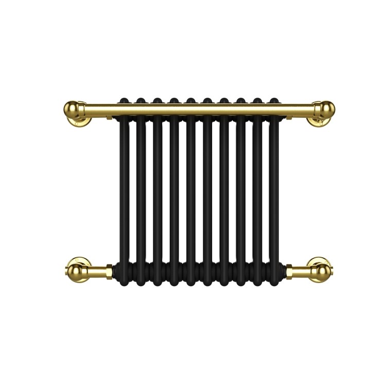 Black and Brass Traditional Column Radiator with Towel Rail 510 x 740mm - Regent