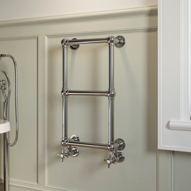 Chrome Vertical Traditional Towel Radiator 700 x 400mm - Regent