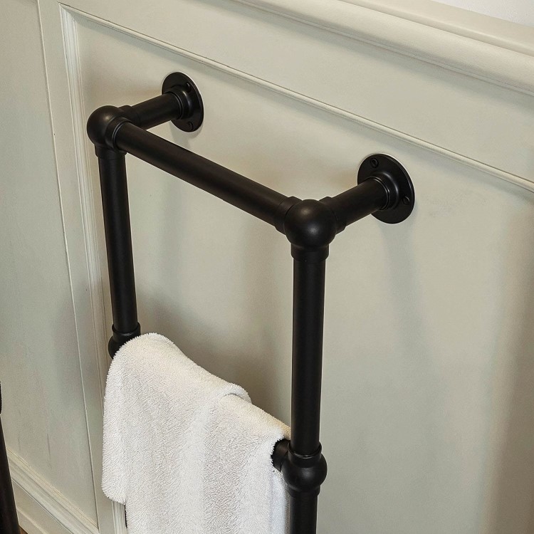 Black Vertical Traditional Towel Radiator 700 x 400mm - Regent