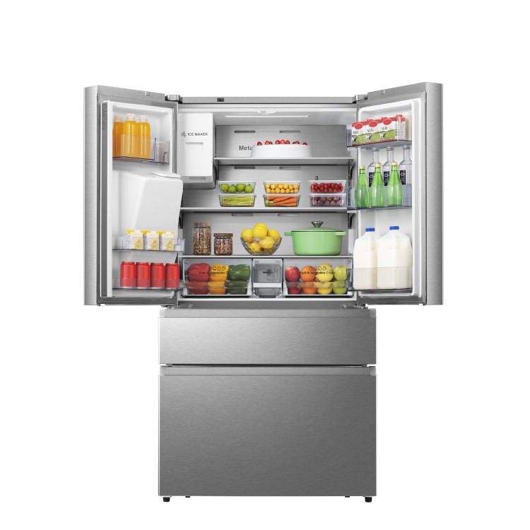 Hisense 560 Litre French Style American Fridge Freezer - Stainless Steel