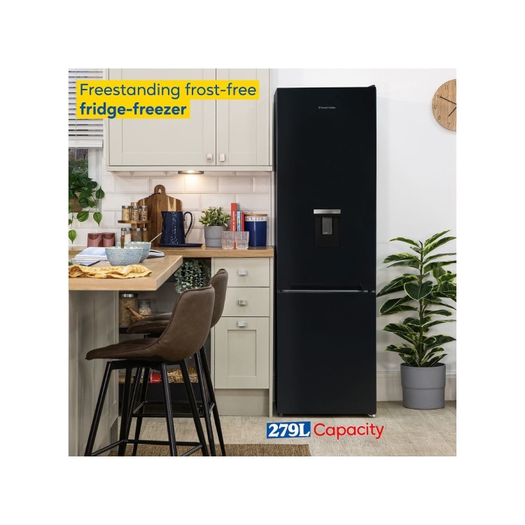 Russell Hobbs 279 Litre 70/30 Freestanding Fridge Freezer with Water Dispenser - Black