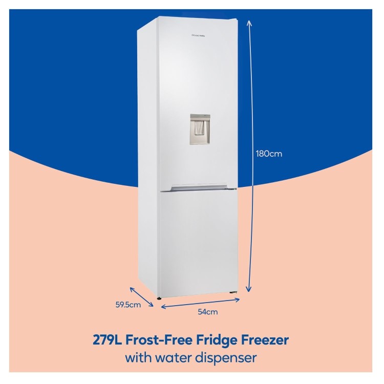 Russell Hobbs 279 Litre 70/30 Freestanding Fridge Freezer with Water Dispenser - White