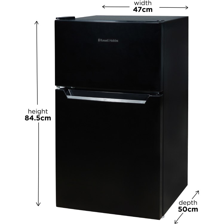 Russell Hobbs 90 Litre 70/30 Under Counter Top Freestanding Fridge Freezer - Black 