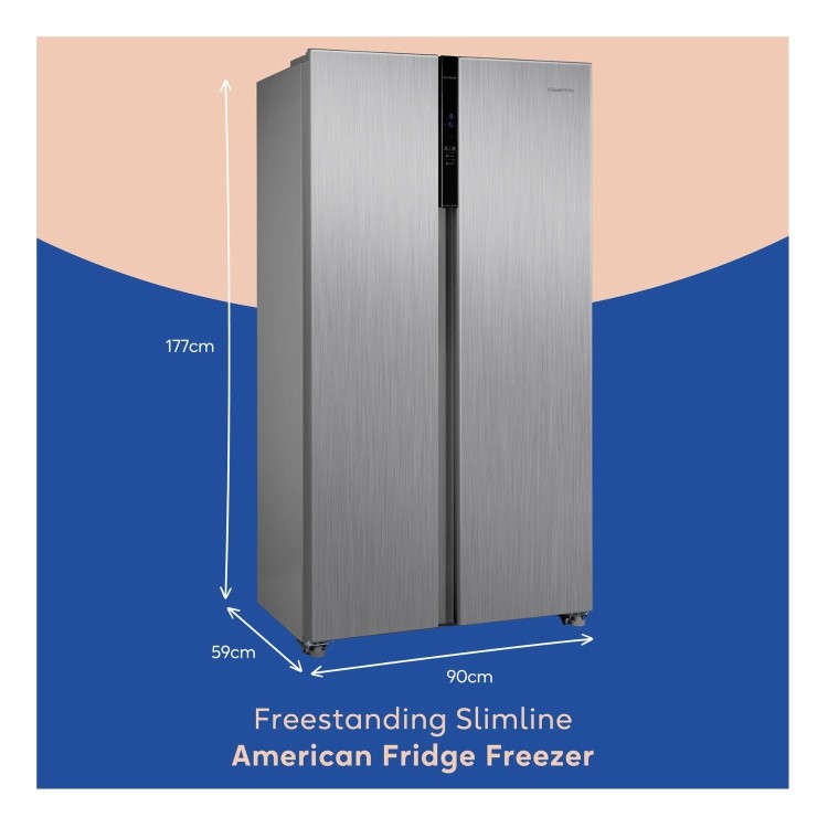 Russell Hobbs 442 Litre Side-By-Side American Fridge Freezer - Stainless Steel