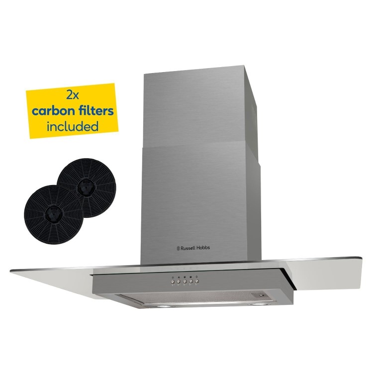 Russell Hobbs 90cm Flat Glass Chimney Cooker Hood - Stainless Steel