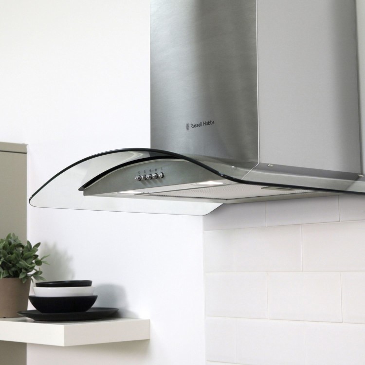 Russell Hobbs 60cm Curved Glass Chimney Cooker Hood - Stainless Steel