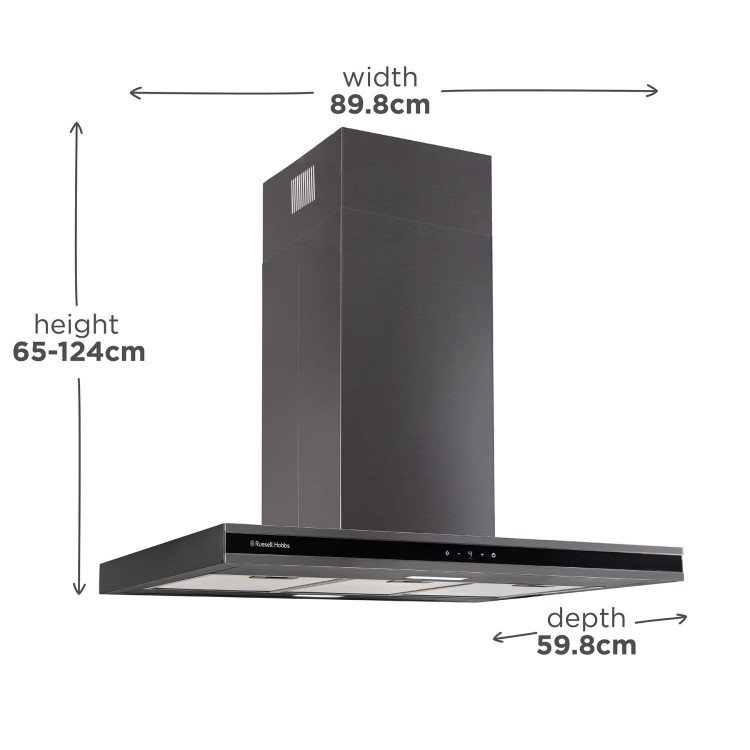 Russell Hobbs 90cm Midnight Island Cooker Hood - Dark Steel