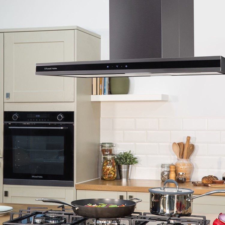 Russell Hobbs 90cm Midnight Island Cooker Hood - Dark Steel