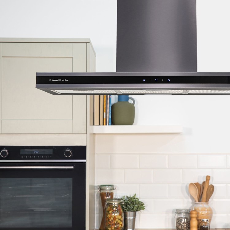 Russell Hobbs 90cm Midnight Island Cooker Hood - Dark Steel