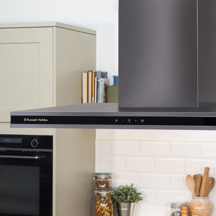 Russell Hobbs 90cm Midnight Island Cooker Hood - Dark Steel