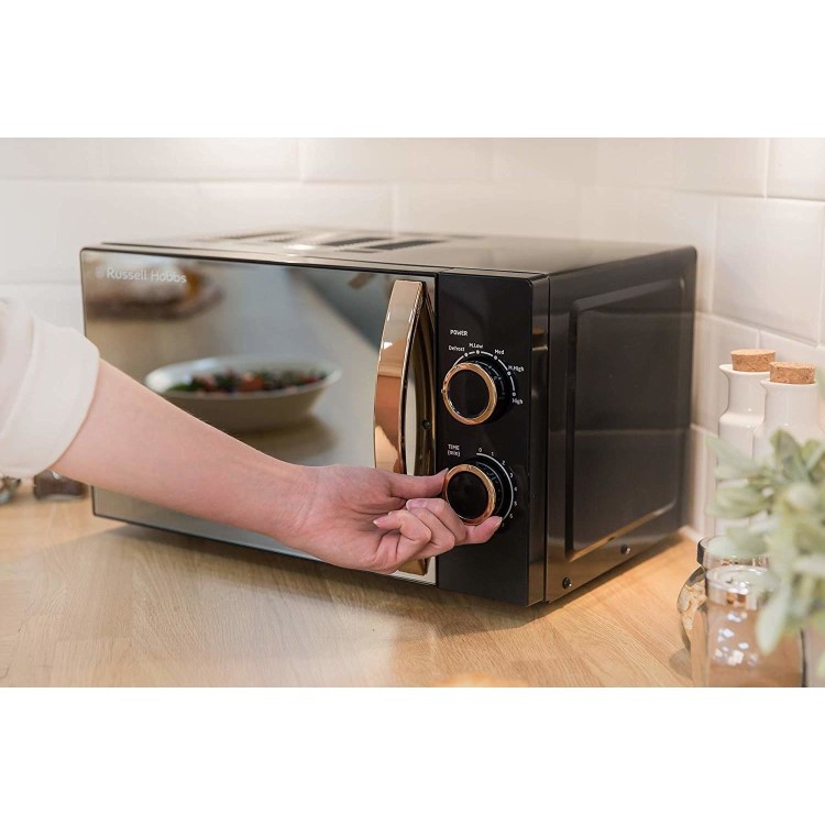 Russell Hobbs 17L Freestanding Solo Microwave Oven - Black & Rose Gold