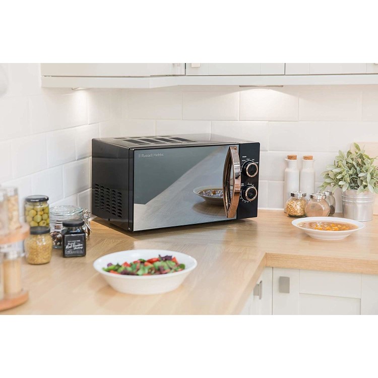 Russell Hobbs 17L Freestanding Solo Microwave Oven - Black & Rose Gold