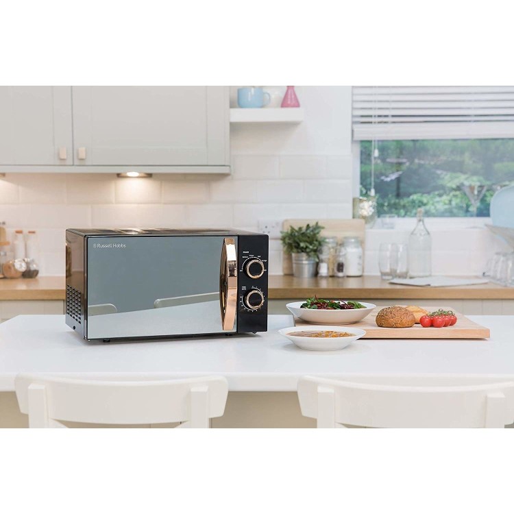 Russell Hobbs 17L Freestanding Solo Microwave Oven - Black & Rose Gold