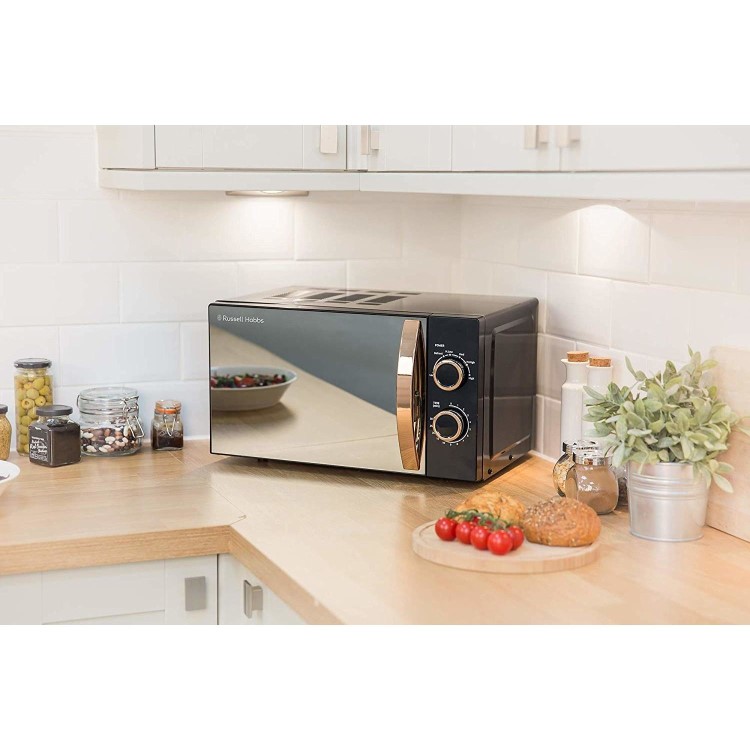 Russell Hobbs 17L Freestanding Solo Microwave Oven - Black & Rose Gold