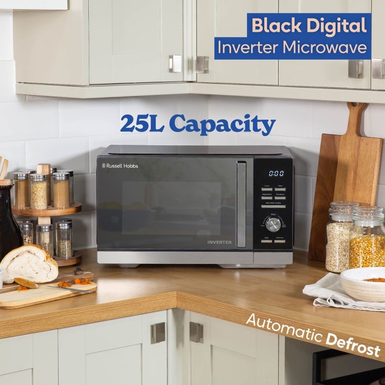 Russell Hobbs 25 Litre Inverter Black Digital Microwave