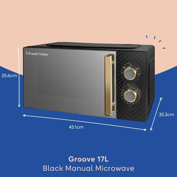 Russell Hobbs Groove 17L Compact Freestanding Solo Microwave - Black