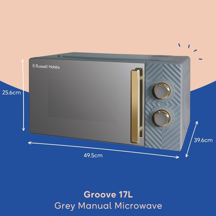 Russell Hobbs Groove 17L Compact Freestanding Solo Microwave - Grey