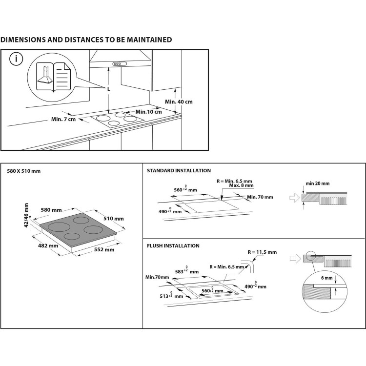 Refurbished Indesit RI161C 58cm Touch Control Ceramic Hob Black