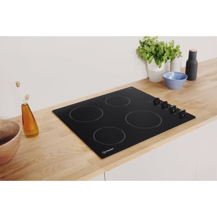 Refurbished Indesit RI860C 58cm Rotary Control 4 Zone Ceramic Hob Black