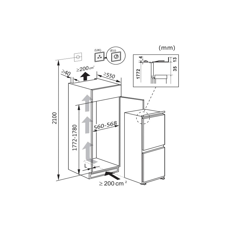 Hisense 246 Litre 70/30 Integrated Fridge Freezer