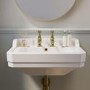 White Wall Hung Basin with 2 Tap Holes 570mm - Ripley