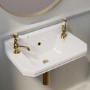 White Wall Hung Cloakroom Basin with 2 Tap Holes 506mm - Ripley