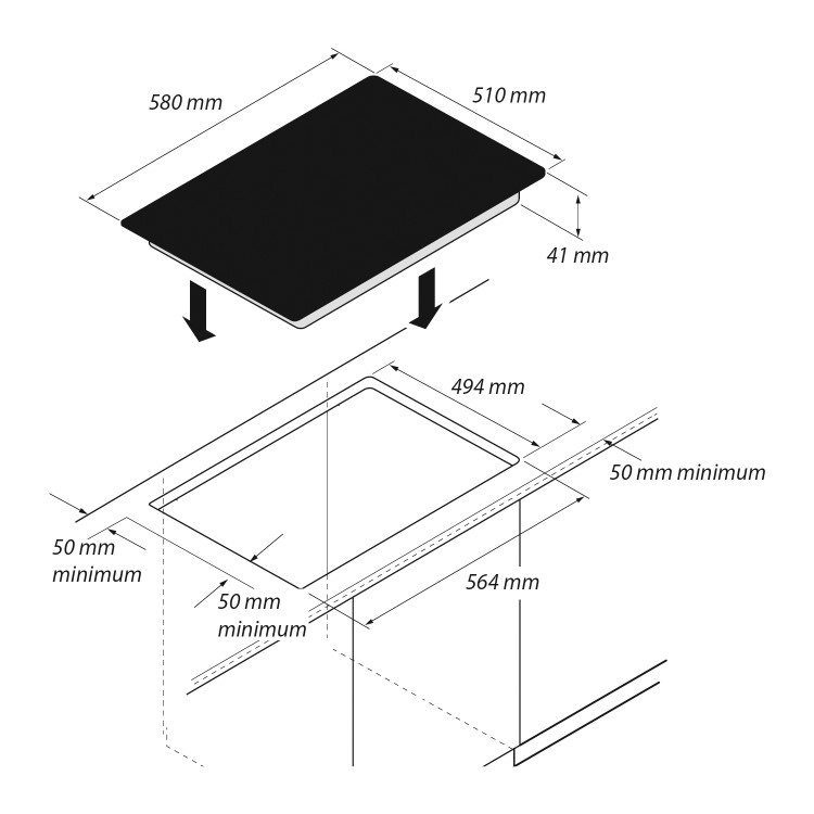 Rangemaster 58cm 4 Zone Ceramic Hob