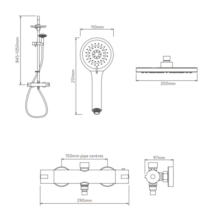 Aqualisa Midas Black Safe Touch Thermostatic Mixer Shower Set