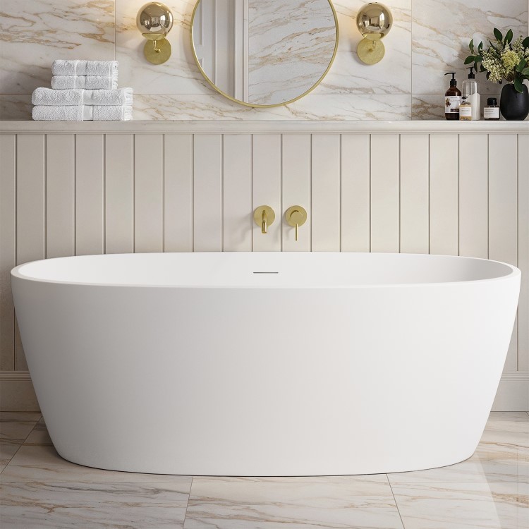 Matt White Freestanding Double Ended Bath 1700 x 760mm - Rosa